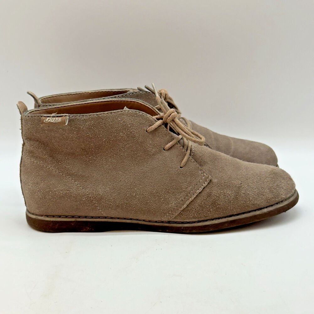 G.H. Bass Co. Elyse Chukka Boots Women’s 8.5M Taupe Suede Leather Lace Up Shoes